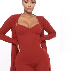 All Inclusive Jumpsuit Set - Rust